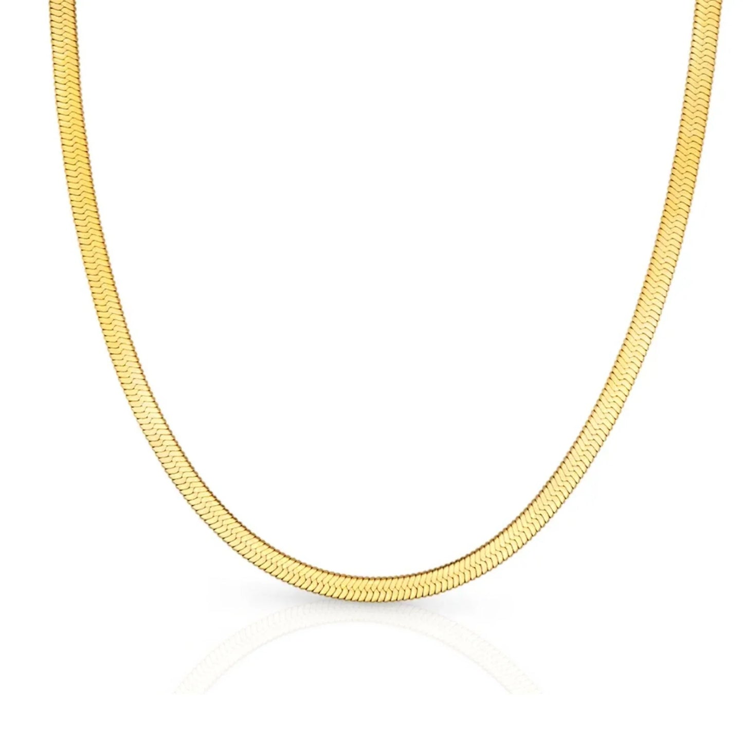 Herringbone Snake Chain Necklace – Flat Statement Choker Jewelry