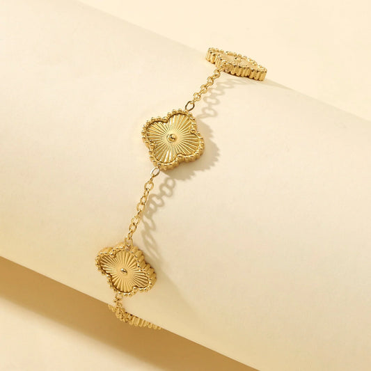 Golden Clover Flower Bracelet