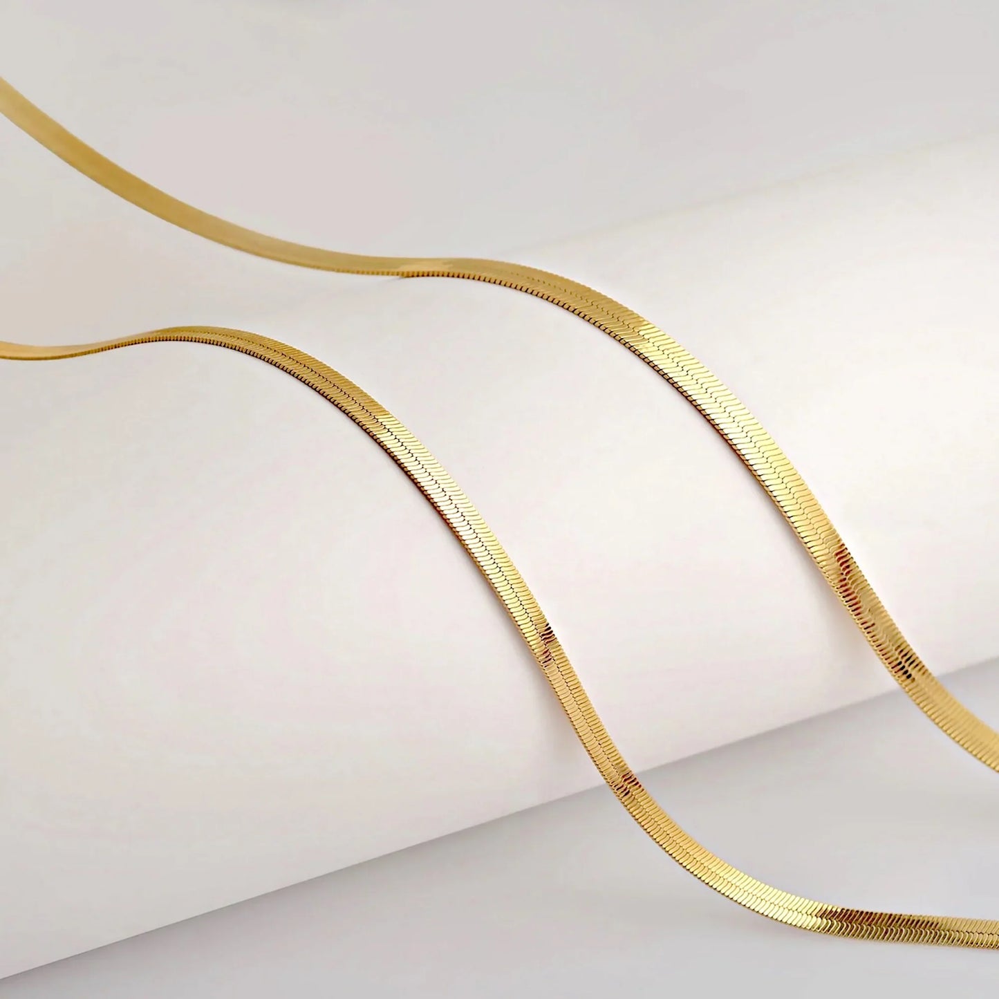 Herringbone Snake Chain Necklace – Flat Statement Choker Jewelry